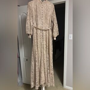 Lace blush pink waist snatching dress